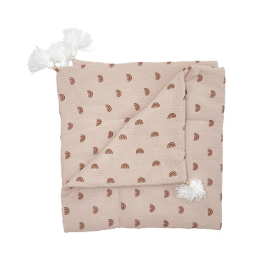 Twins Muslin Tassels - утеплений мусліновий плед 90 × 90 • Веселки беж Twins Muslin Tassels - утеплений мусліновий плед 90 × 90 • Веселки беж