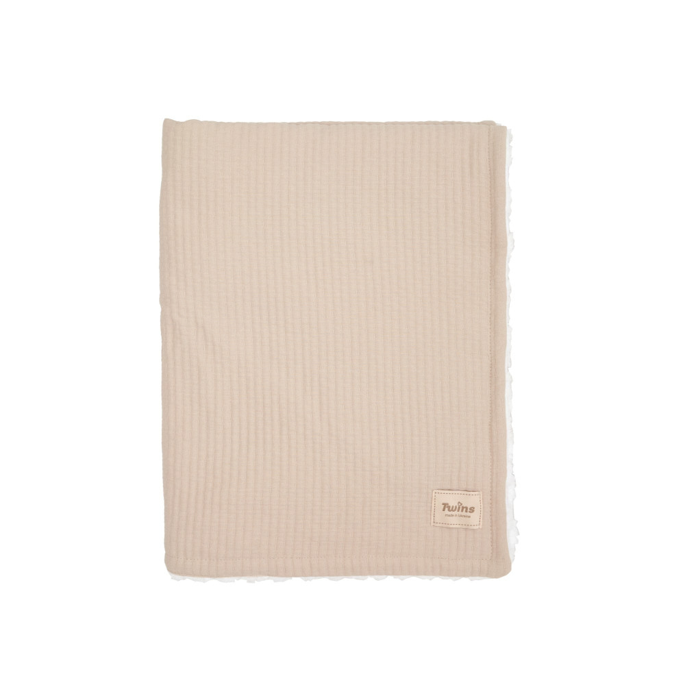 Twins Cotton 3D - двосторонній плед 100 × 80 з велюру та жакарду • Beige