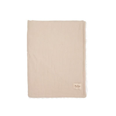 Twins Cotton 3D - двосторонній плед 100 × 80 з велюру та жакарду • Beige Twins Cotton 3D - двосторонній плед 100 × 80 з велюру та жакарду • Beige