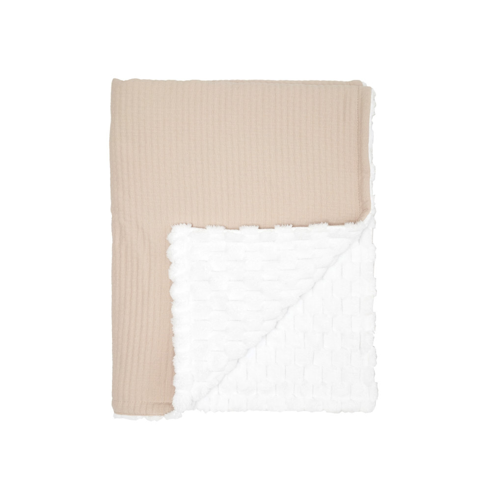 Twins Cotton 3D - двосторонній плед 100 × 80 з велюру та жакарду • Beige