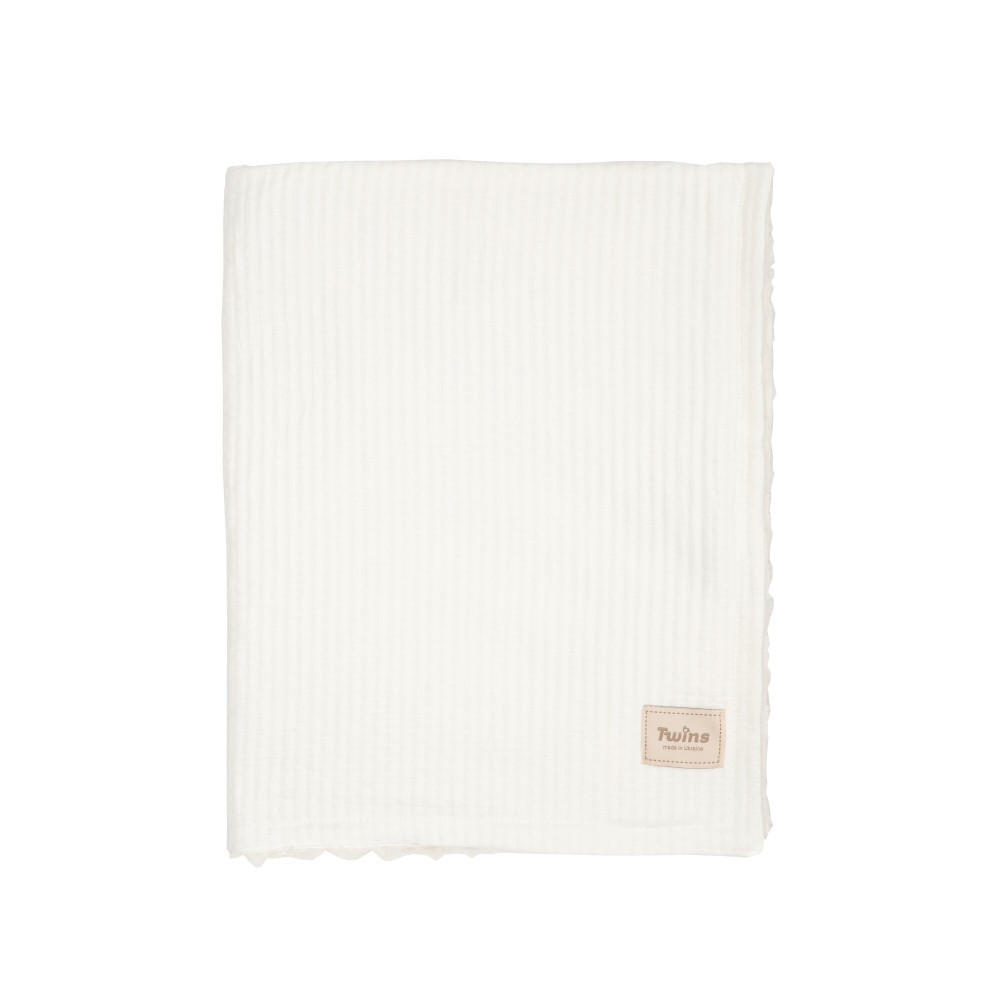 Twins Cotton 3D - двосторонній плед 100 × 80 з велюру та жакарду • Ecru