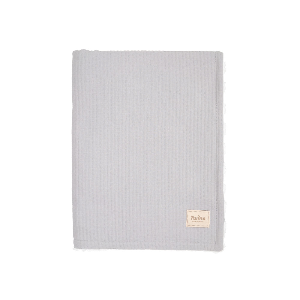 Twins Cotton 3D - двосторонній плед 100 × 80 з велюру та жакарду • Grey