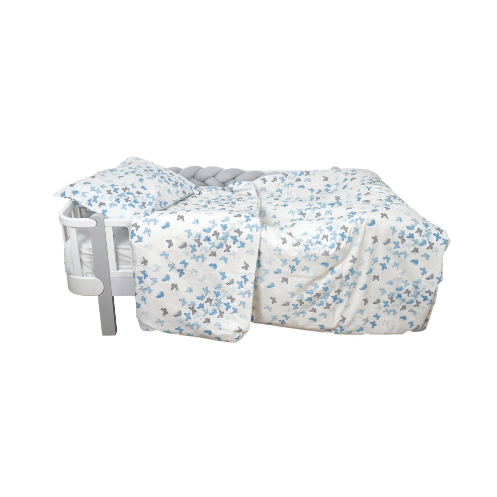 Twins Butterfly - постельное белье полуторное 4 элемента • White/blue