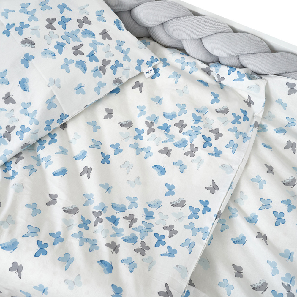 Twins Butterfly - постельное белье полуторное 4 элемента • White/blue Twins Butterfly - постельное белье полуторное 4 элемента • White/blue