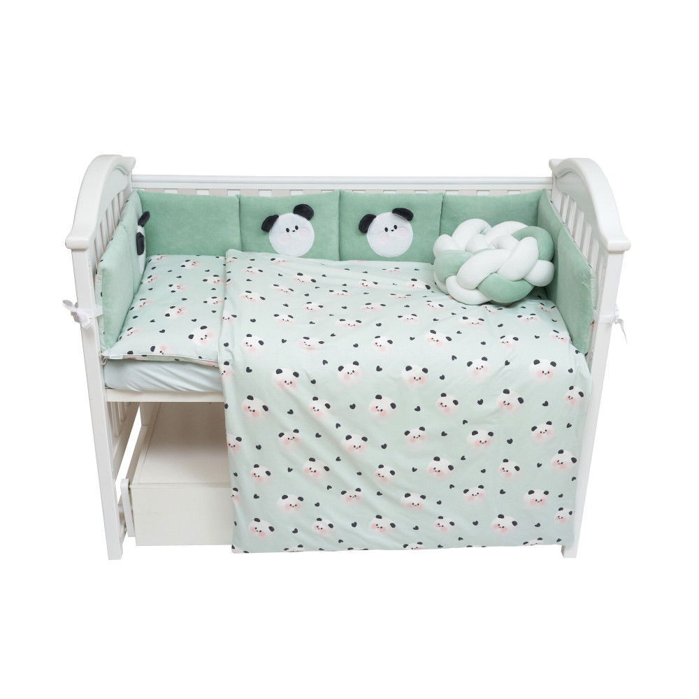 Twins Panda - постельный комплект 7 элементов • Mint Twins Panda - постельный комплект 7 элементов • Mint