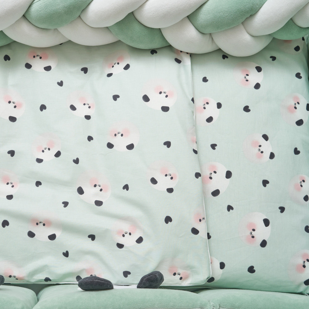 Twins Panda - постельный комплект 7 элементов • Mint Twins Panda - постельный комплект 7 элементов • Mint