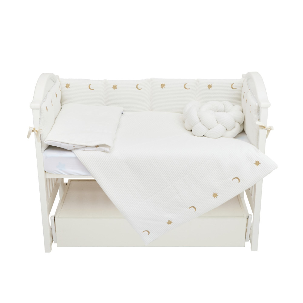 Twins Cotton с вышивкой - постельный комплект 7 элементов • Ecru/gold Twins Cotton с вышивкой - постельный комплект 7 элементов • Ecru/gold