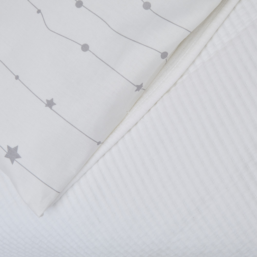 Twins Cotton с вышивкой - постельный комплект 7 элементов • White/silver Twins Cotton с вышивкой - постельный комплект 7 элементов • White/silver
