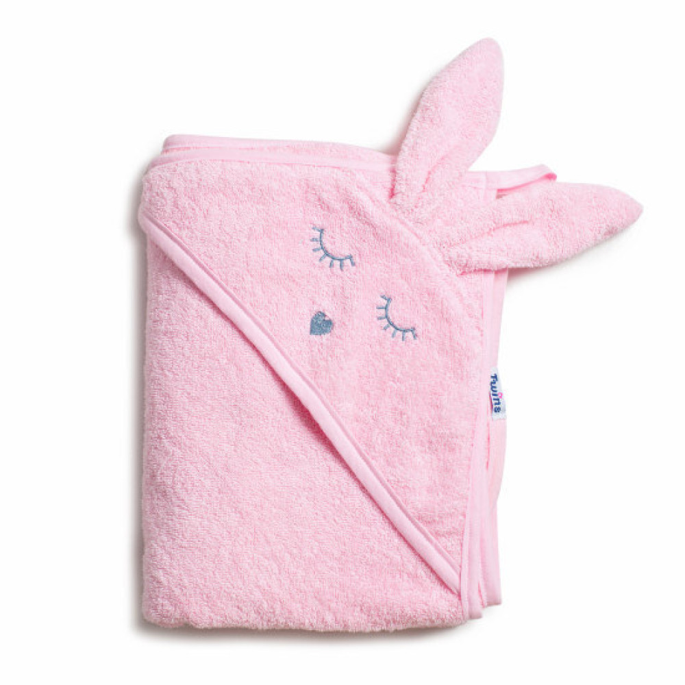 Twins Rabbit - полотенце с капюшоном 100×100 см • Pink