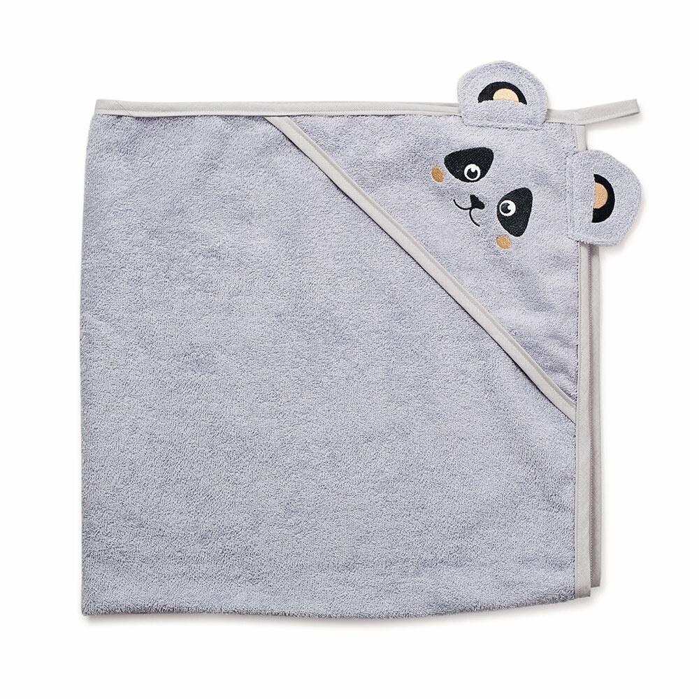 Twins Panda Towel - полотенце с капюшоном 100×100 см • Grey