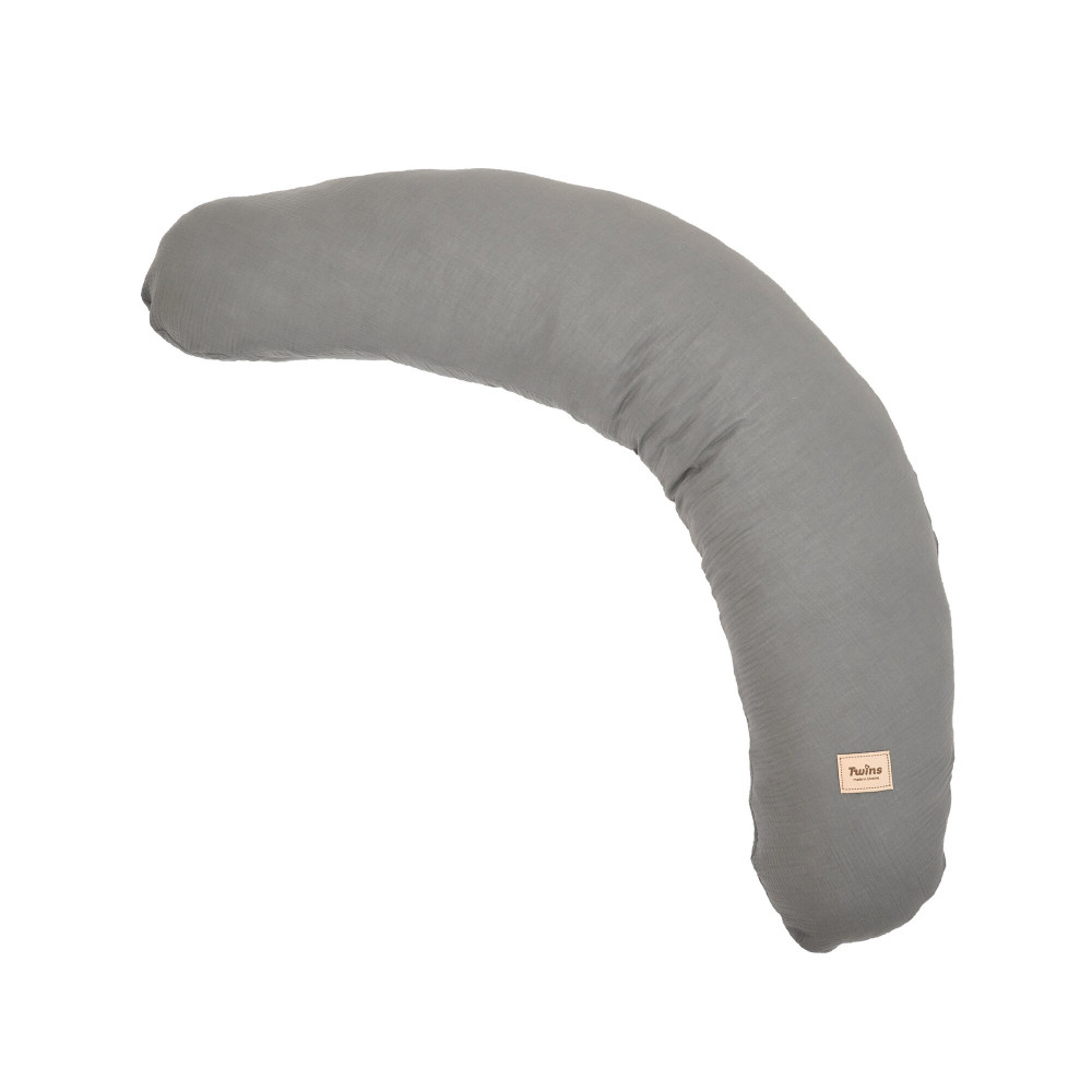 Twins Muslin Pillow - подушка для вагітних і годування з мусліну 160×30 см • Grey