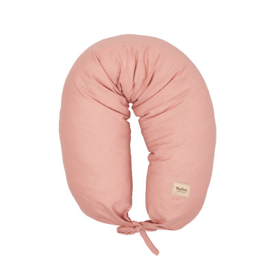 Twins Linen - лляна подушка для вагітних і годування 160×30 см • Powder pink