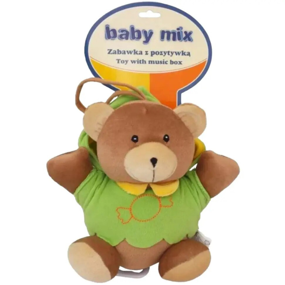 Baby Mix Музичний ведмедик - плюшева підвіска з гризунцем • Brown