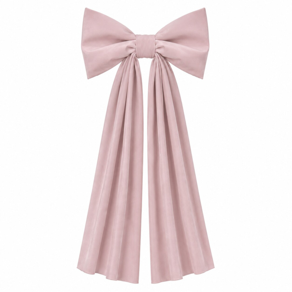 Twins Grand Bow - великий декоративний велюровий бант • Powder pink