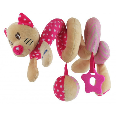 Baby Mix Spiral Котик - плюшевая спираль-подвеска со звуковыми эффектами • Pink