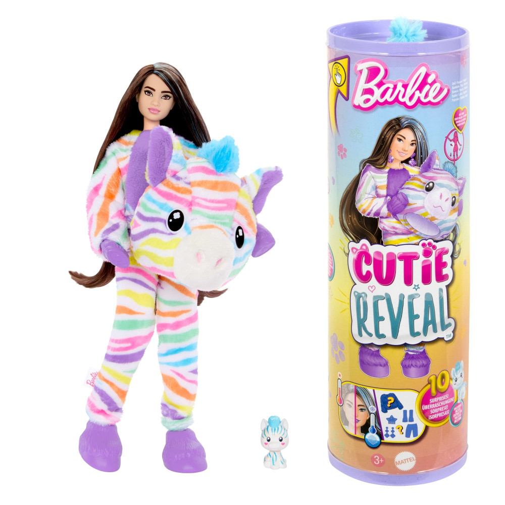 Barbie Cutie Reveal Color Dream Зебра - лялька-сюрприз у костюмі зебри (HRK39)