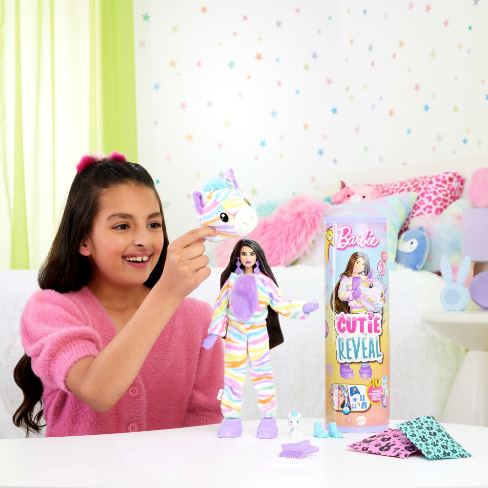Barbie Cutie Reveal Color Dream Зебра - лялька-сюрприз у костюмі зебри (HRK39)