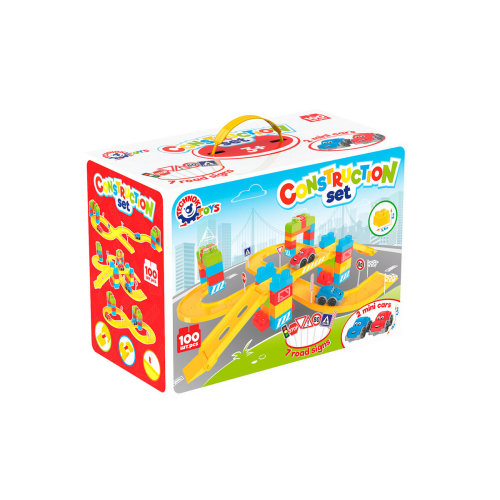 ТехноК Construction Set 100 - конструктор зі швидкісною трасою та 2 машинками (8324)