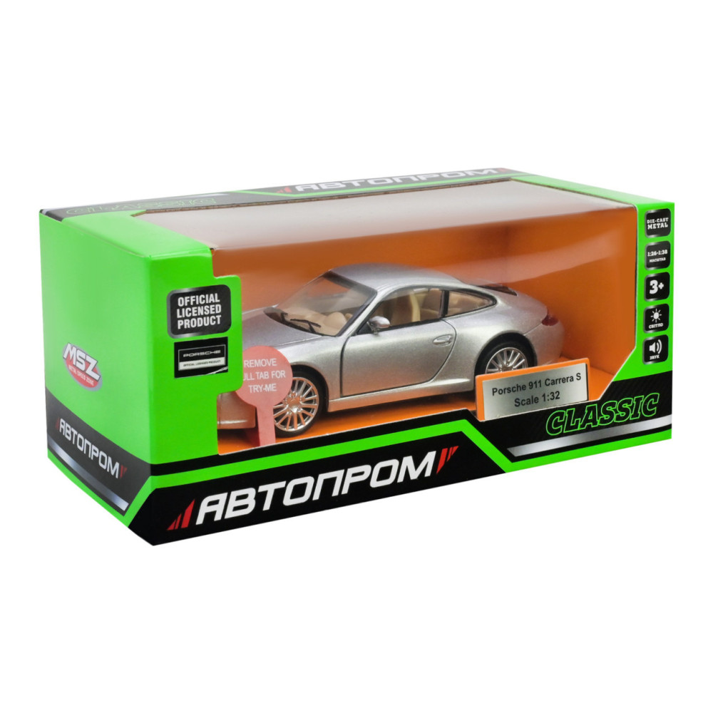 Автопром Porsche 911 Carrera S 1:32 - металева автомодель в асортименті (68374)