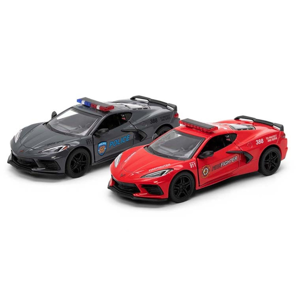 Kinsmart Chevrolet Corvette 2021 Police Firefighter - металева машинка 1:36 в асортименті (KT5432WPR)