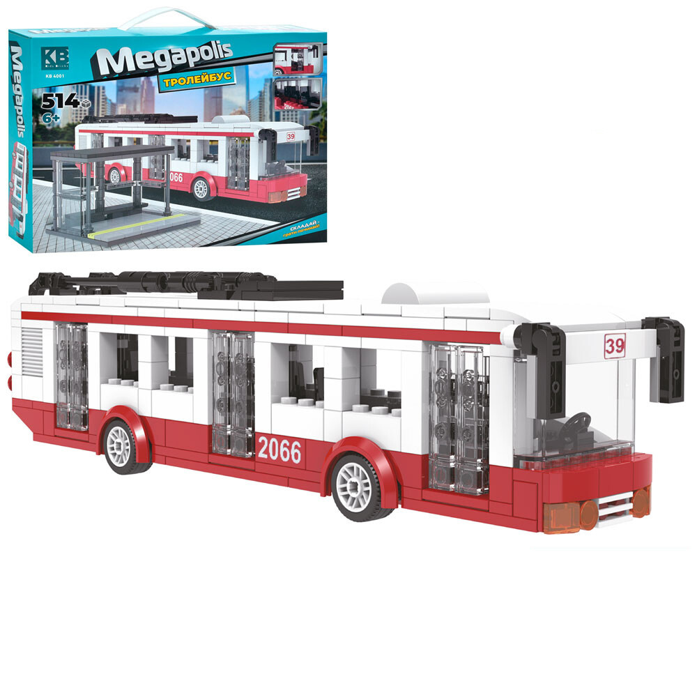 LimoToy Megapolis Тролейбус - конструктор із зупинкою, 514 деталей (KB 4001)