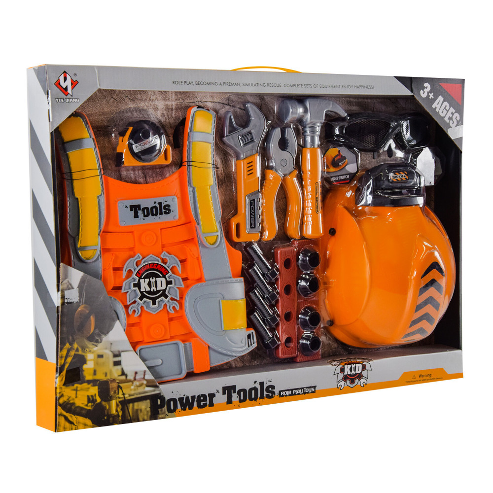 Набір інструментів Power Tools - ігровий набір з жилетом, каскою і окулярами (T015A)