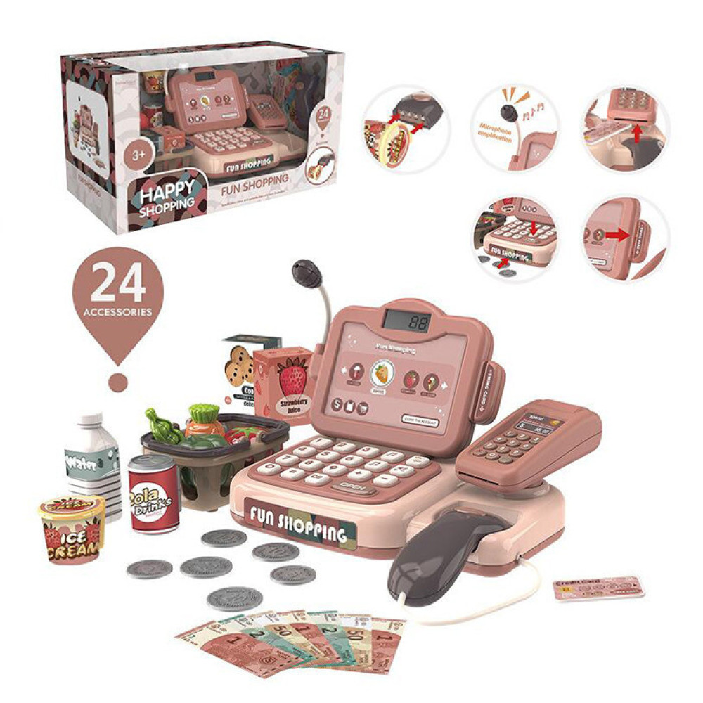 Fun Shopping - дитячий касовий апарат з калькулятором, сканером і 24 аксесуарами (888P)