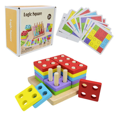 Logic Square - дерев’яна головоломка з 20 квадратами та картками завдань (C15051)