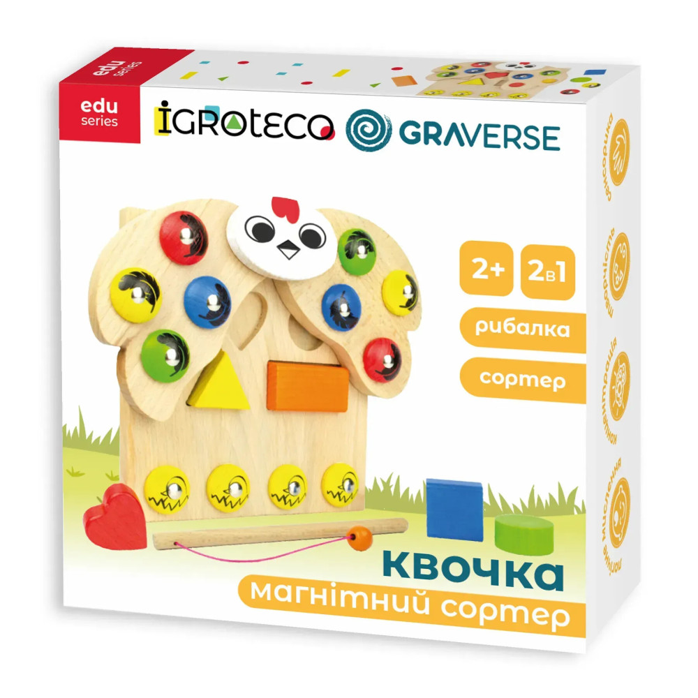 Igroteco Квочка - дерев'яний магнітний сортер 2в1 (900637)