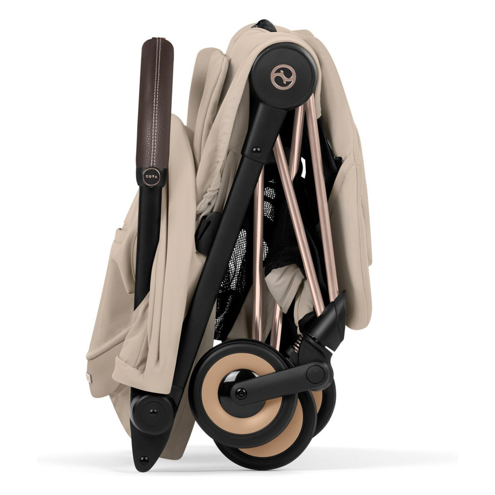 Cybex Coya 2026 Style Collection - ультракомпактний прогулянковий візок преміум для подорожей (від народження до 4 років / до 22 кг) • Cozy Beige / Rosegold