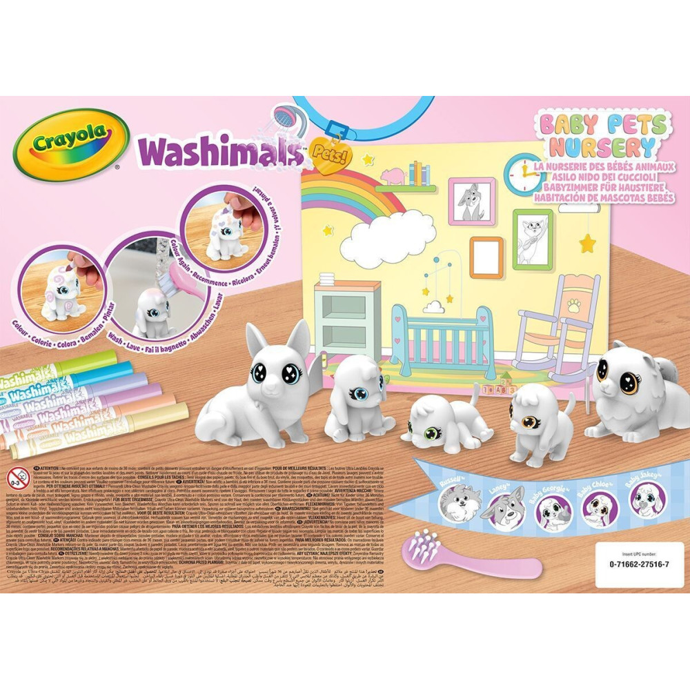 Crayola Washimals Домашні тваринки - набір для розфарбовування, 5 тваринок та 6 фломастерів (74-7516)