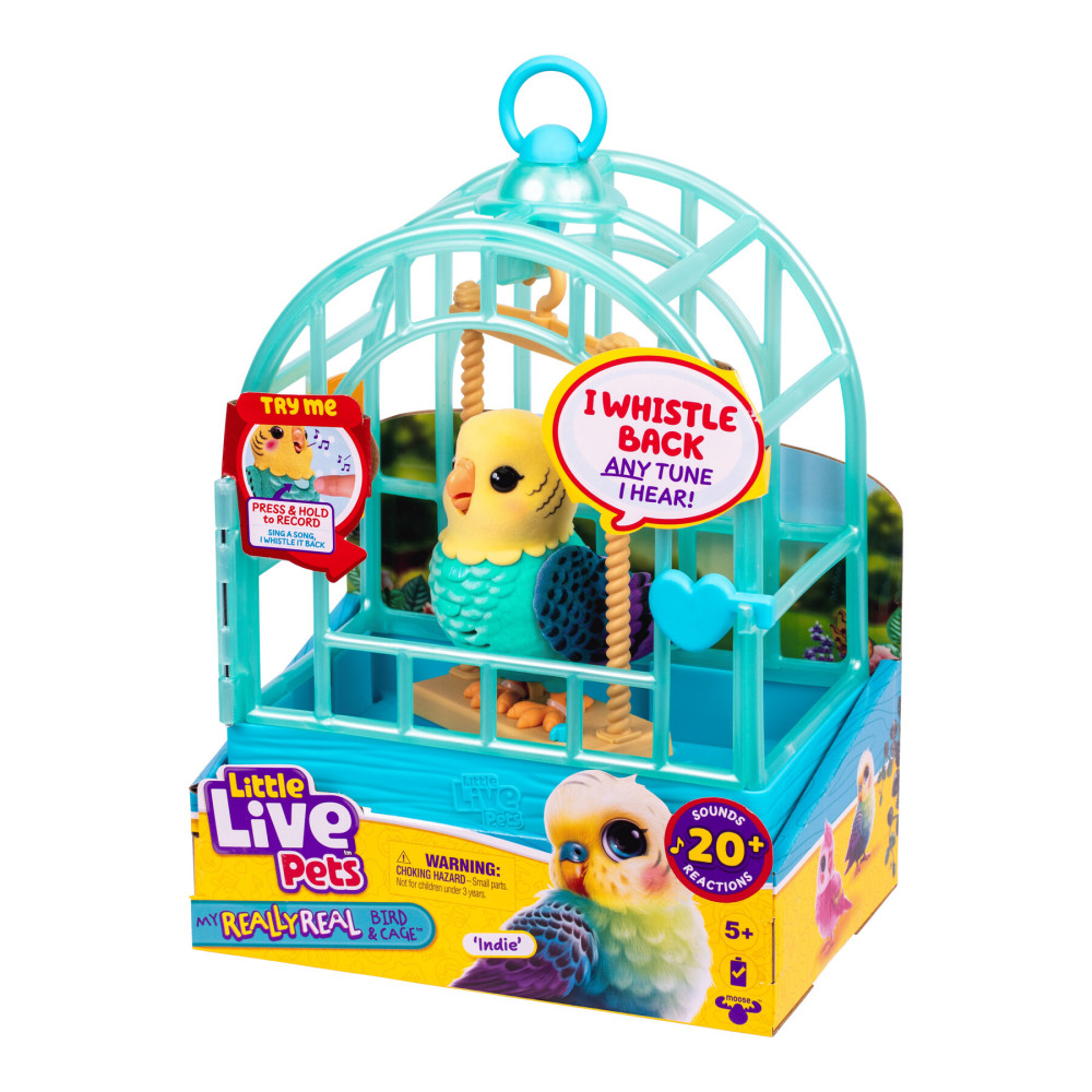 Little Live Pets Хвилястий папужка Інді в клітці - інтерактивна іграшка (26691)