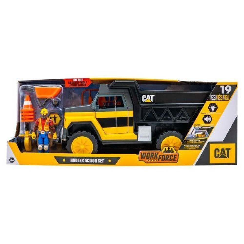 CAT Строительная площадка Самосвал с фигуркой - игровой мини-набор со светом и звуками (83458)