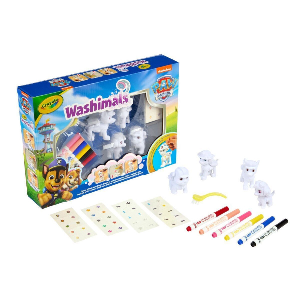 Crayola Washimals Paw Patrol - набір для розфарбовування, 4 фігурки та 6 фломастерів (74-0290)