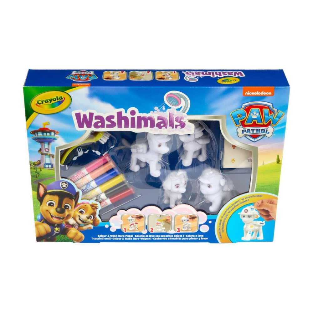 Crayola Washimals Paw Patrol - набір для розфарбовування, 4 фігурки та 6 фломастерів (74-0290)