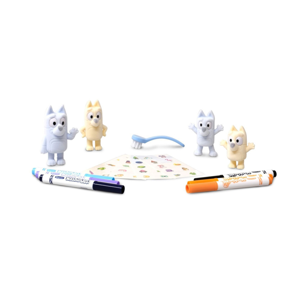 Crayola Washimals Bluey - набір для розфарбовування, 4 фігурки та 6 фломастерів (74-0253)