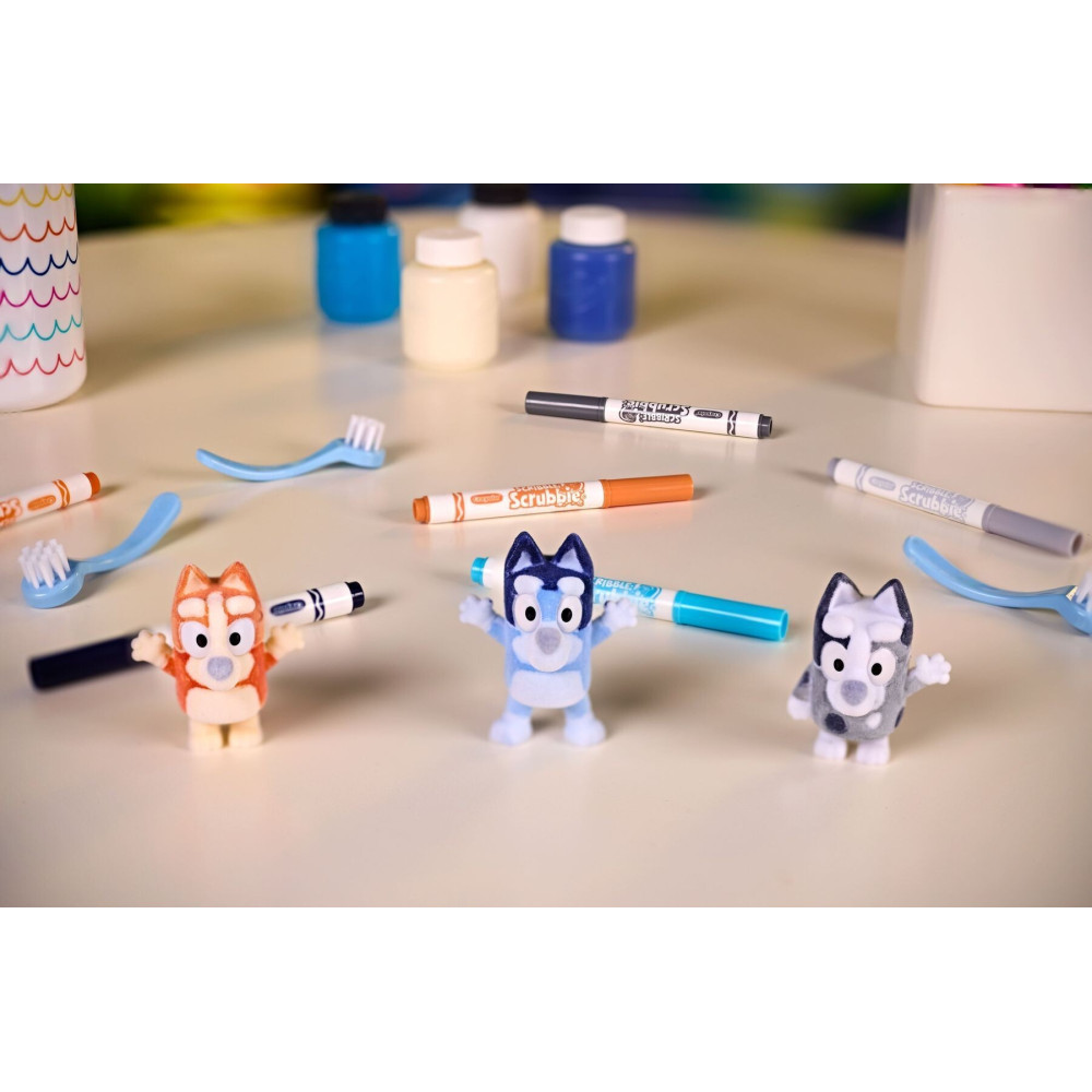 Crayola Washimals Bluey - набір для розфарбовування, 4 фігурки та 6 фломастерів (74-0253)