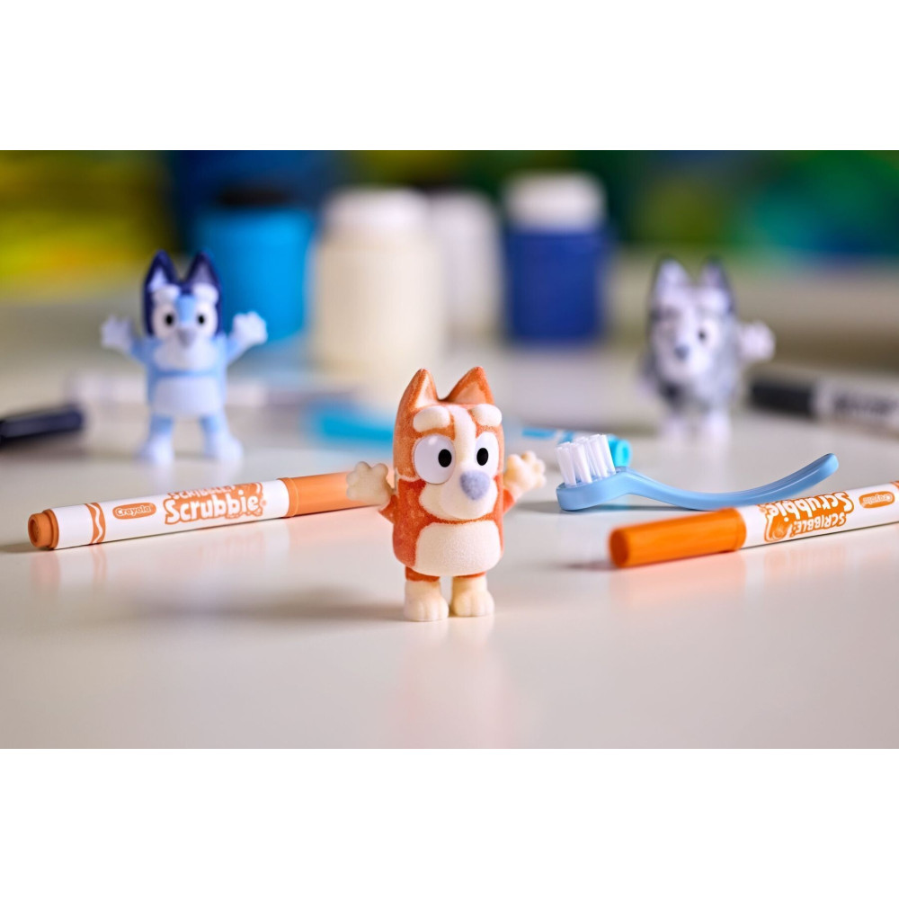 Crayola Washimals Bluey - набір для розфарбовування, 4 фігурки та 6 фломастерів (74-0253)