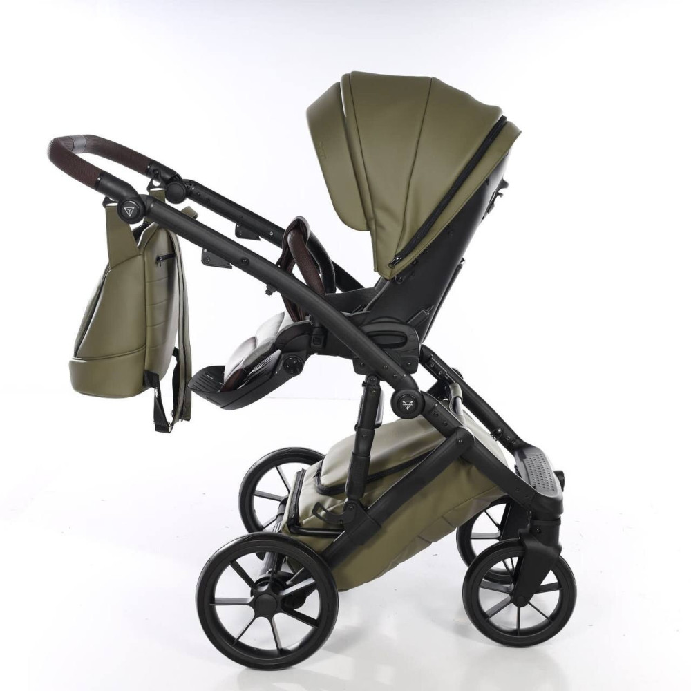Junama Space Eco New - детская коляска 2в1 с отделкой экокожей • Khaki 03
