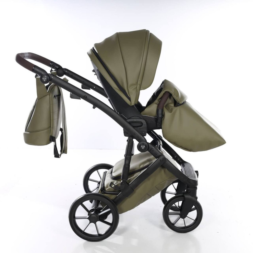 Junama Space Eco New - детская коляска 2в1 с отделкой экокожей • Khaki 03