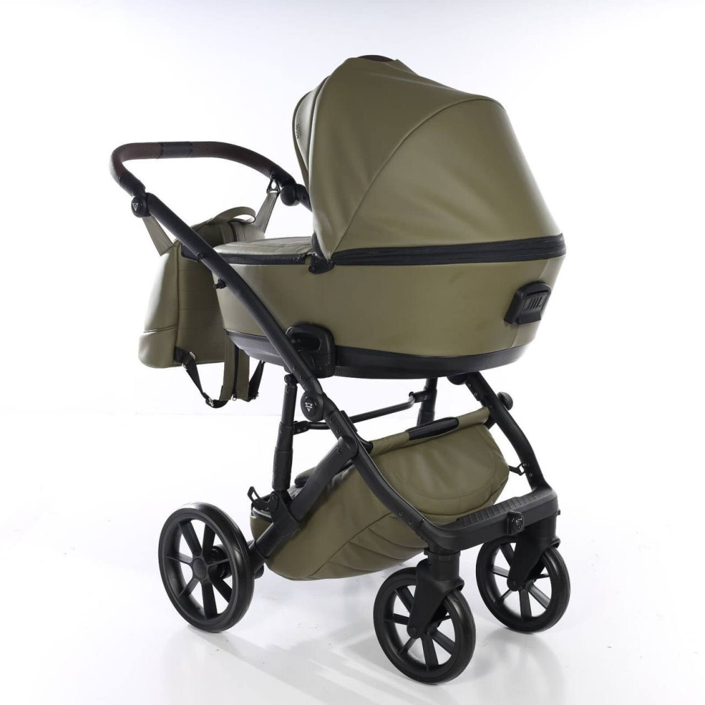 Junama Space Eco New - детская коляска 2в1 с отделкой экокожей • Khaki 03