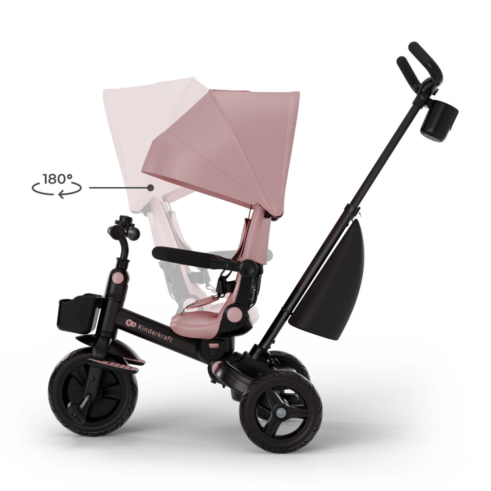 Kinderkraft Aveo 2 Plus - триколісний велосипед з великими колесами та можливістю реверсивного ходу (від 9 місяців до 5 років) • Pink (KRAVEO02PNK0000)