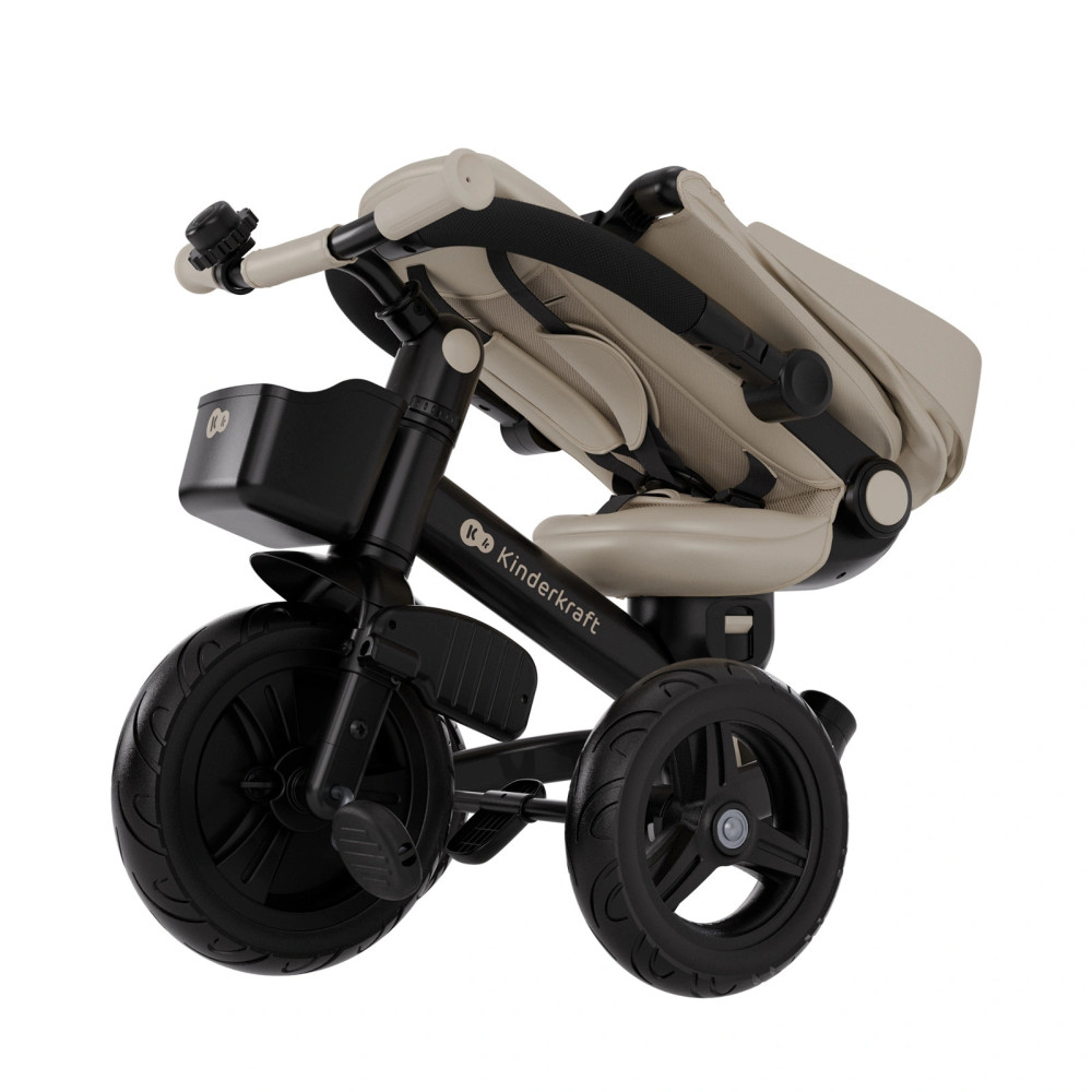 Kinderkraft Aveo 2 Plus - триколісний велосипед з великими колесами та можливістю реверсивного ходу (від 9 місяців до 5 років) • Beige (KRAVEO02BEG0000)