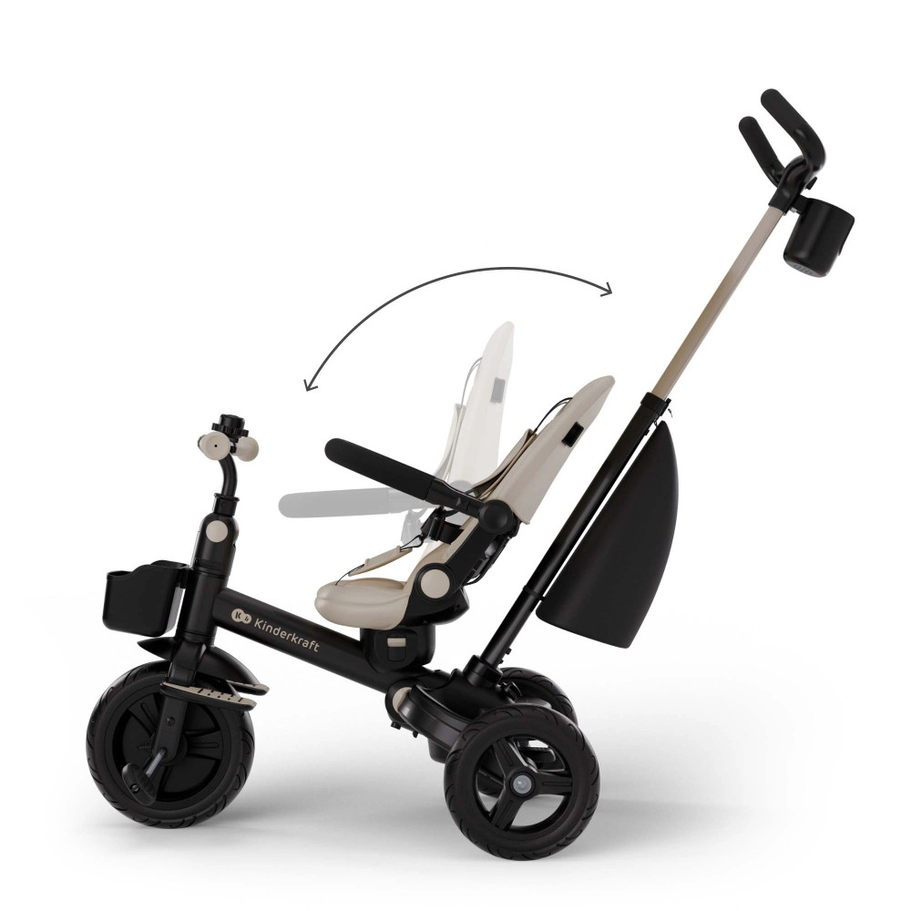 Kinderkraft Aveo 2 Plus - триколісний велосипед з великими колесами та можливістю реверсивного ходу (від 9 місяців до 5 років) • Beige (KRAVEO02BEG0000)