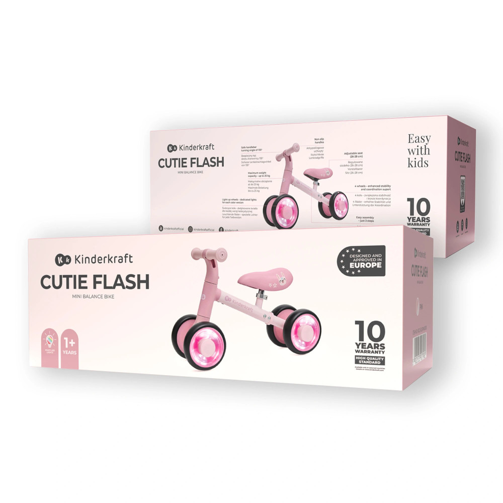 Kinderkraft Cutie Flash - чотириколісний міні-біговел (від 1 року, до 25 кг) • Pink (KRCUFL00PNK0000)