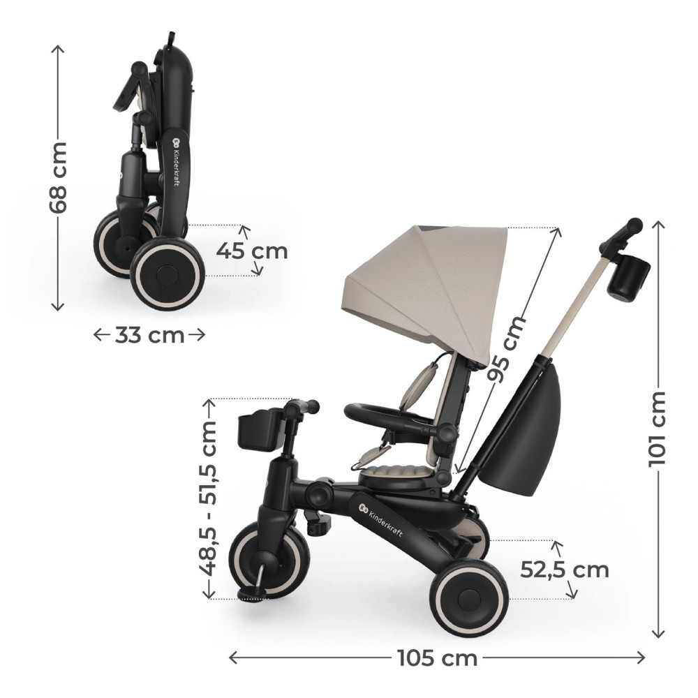 Kinderkraft Jazz 3 - триколісний велосипед • Beige (KRJAZZ03BEG0000)