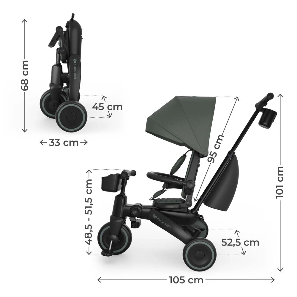 Kinderkraft Jazz 3 - триколісний велосипед • Green (KRJAZZ03GRE0000)