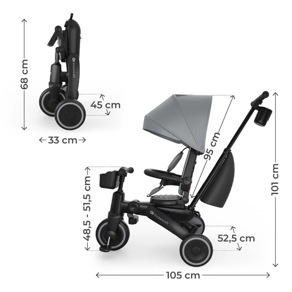 Kinderkraft Jazz 3 - триколісний велосипед • Grey (KRJAZZ03GRY0000)