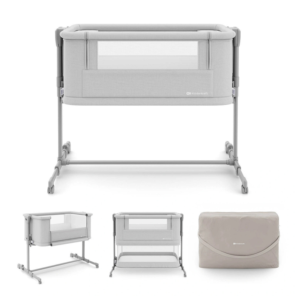 Kinderkraft Nestee Grow 2 - приставне ліжечко-колиска • Light Grey (KLNEEGR2LGR0000)