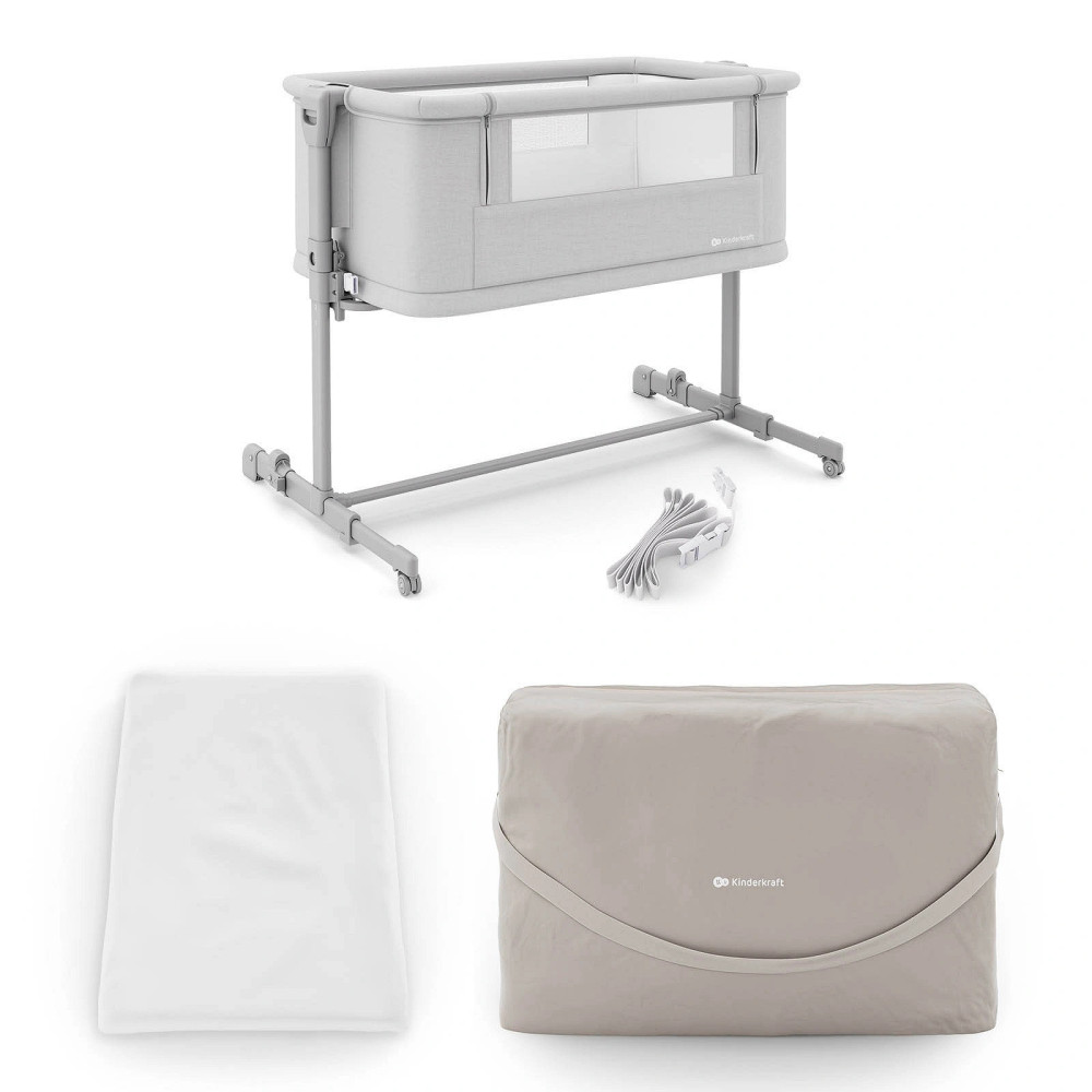 Kinderkraft Nestee Grow 2 - приставне ліжечко-колиска • Light Grey (KLNEEGR2LGR0000)